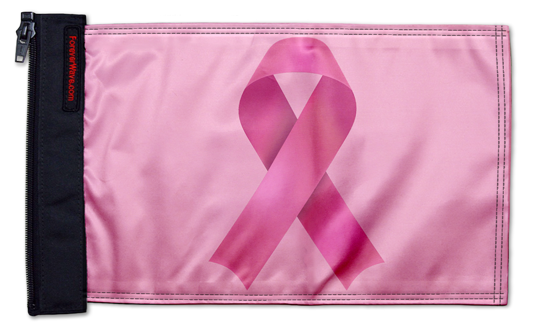 Pink Ribbon 12"x18" Forever Wave Flag for Golf Carts