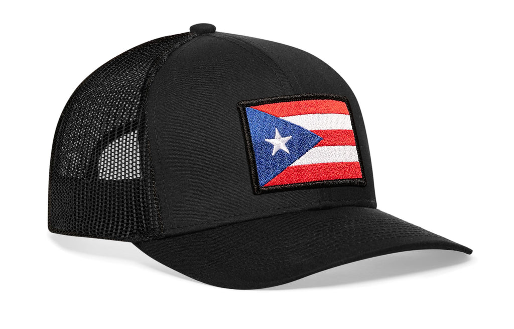 Puerto Rico Flag Trucker Hat  |  Black PR Snapback