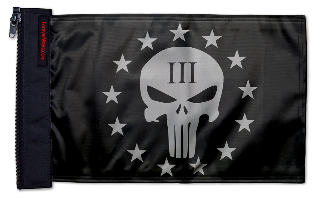 Punisher Three Percenter 12"x18" Forever Wave Flag for Golf Carts