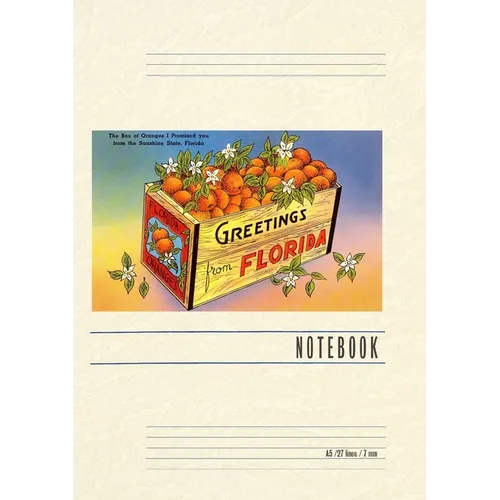 Vintage Lined Notebook Greetings from Florida, Orange Crate