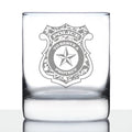 Police Badge Engraved 10 Oz Rocks or Old Fashioned Glass, Unique Gifts for Police Officers, Law Enforcement Gift
