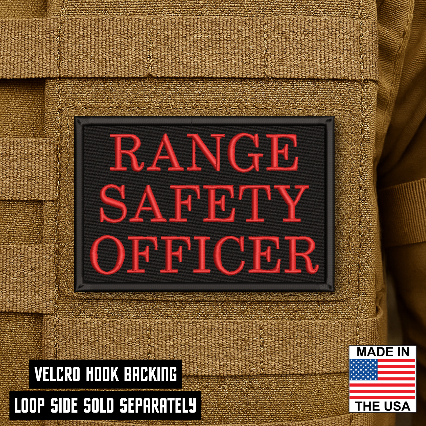 Range Safety Officer Patches & ID Plates – 2x3 Patch or 3x8 ID Panel – Tactical Gear Hook & Loop | Made in USA