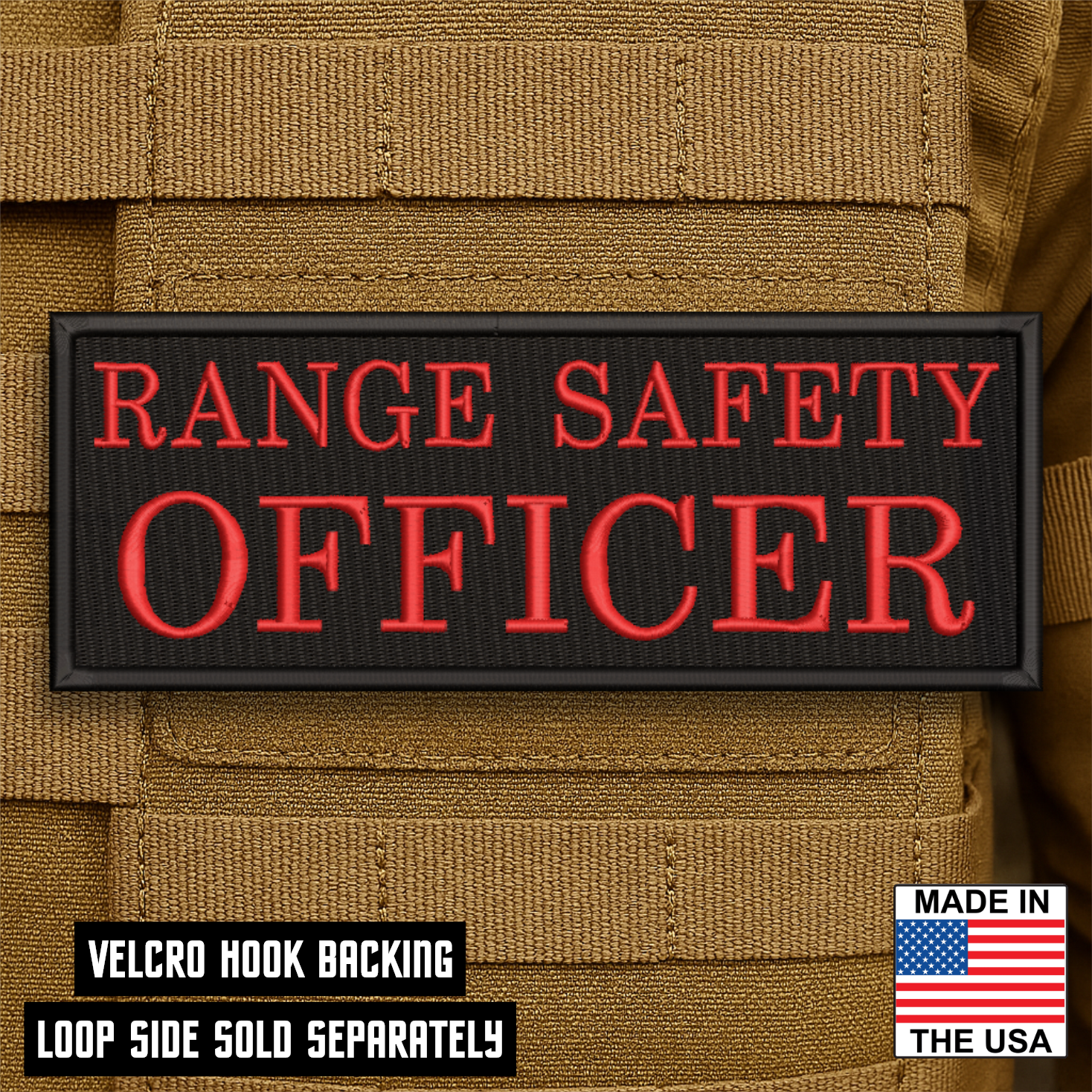 Range Safety Officer Patches & ID Plates – 2x3 Patch or 3x8 ID Panel – Tactical Gear Hook & Loop | Made in USA