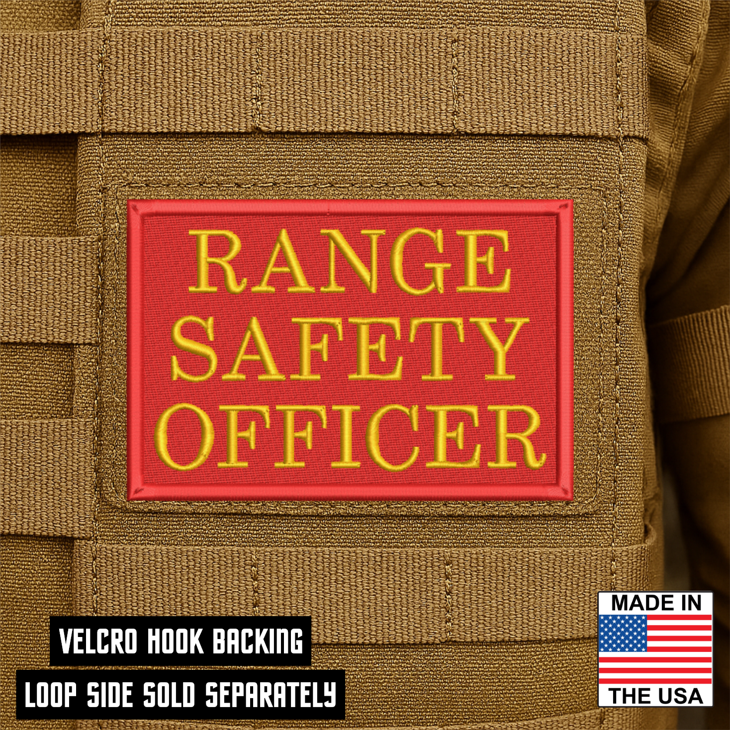 Range Safety Officer Patches & ID Plates – 2x3 Patch or 3x8 ID Panel – Tactical Gear Hook & Loop | Made in USA
