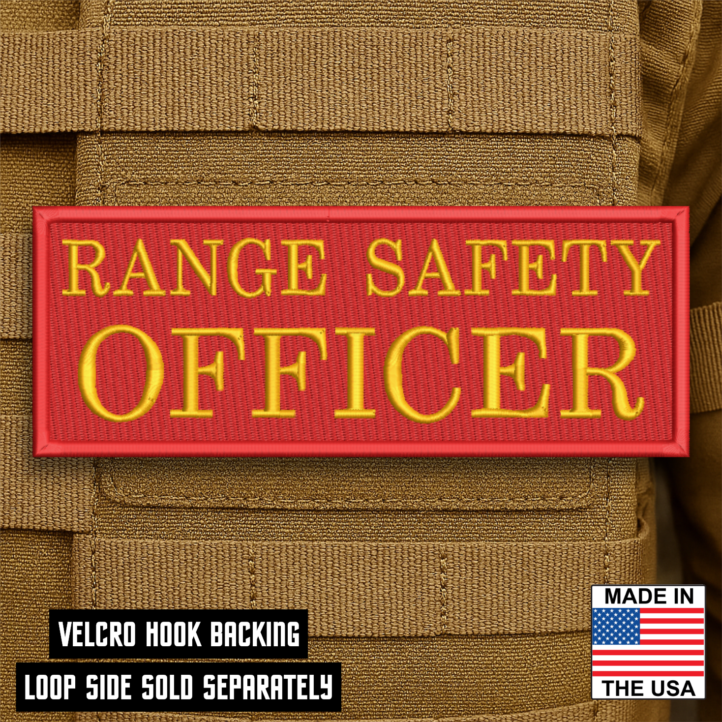 Range Safety Officer Patches & ID Plates – 2x3 Patch or 3x8 ID Panel – Tactical Gear Hook & Loop | Made in USA