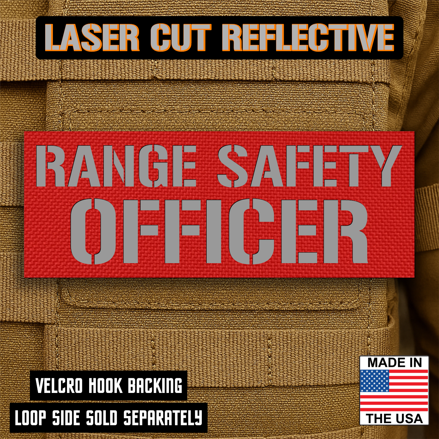 Range Safety Officer Patches & ID Plates – 2x3 Patch or 3x8 ID Panel – Tactical Gear Hook & Loop | Made in USA
