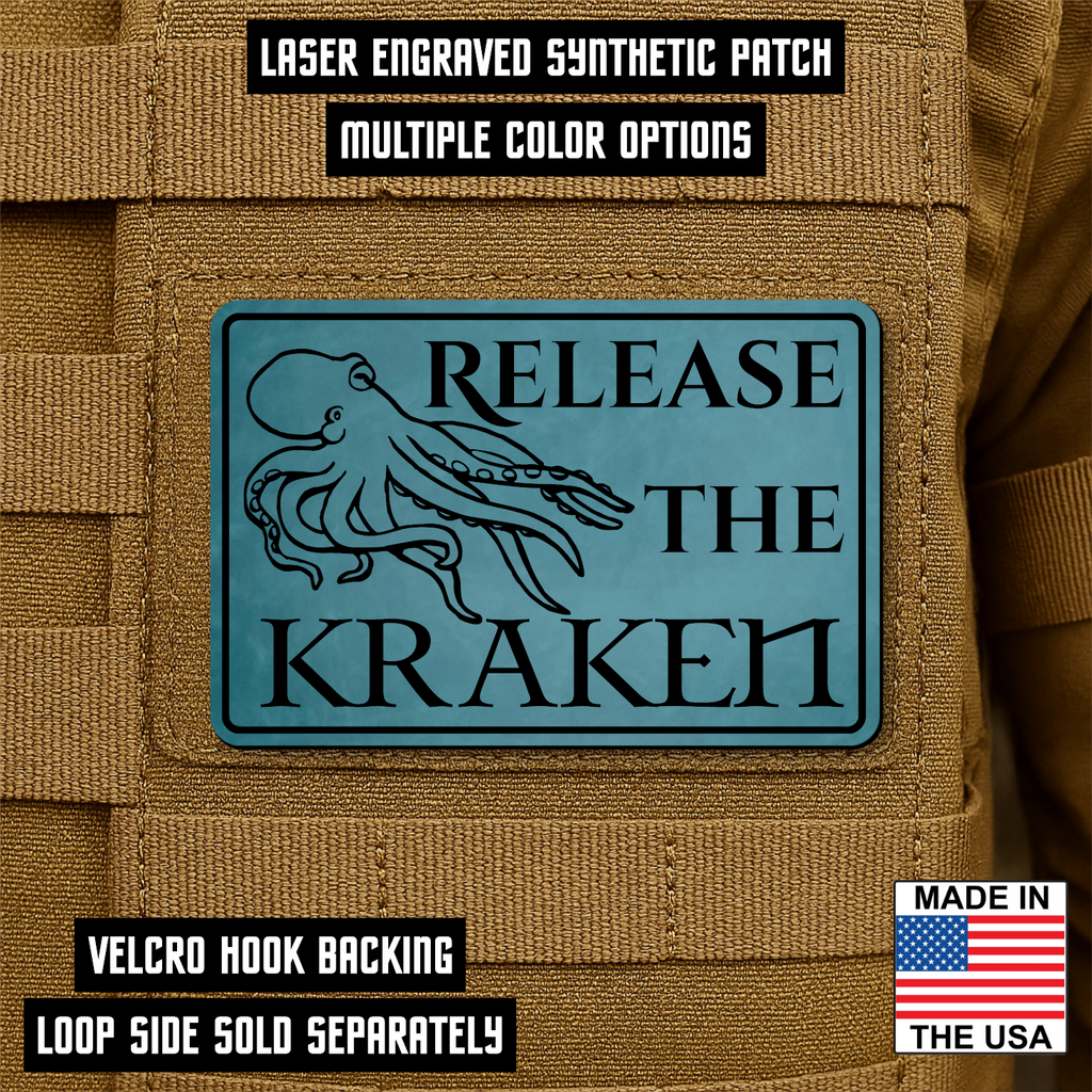 Release The Kraken Funny Nautical Morale Patch 2"x3" Hook & Loop | Made in USA