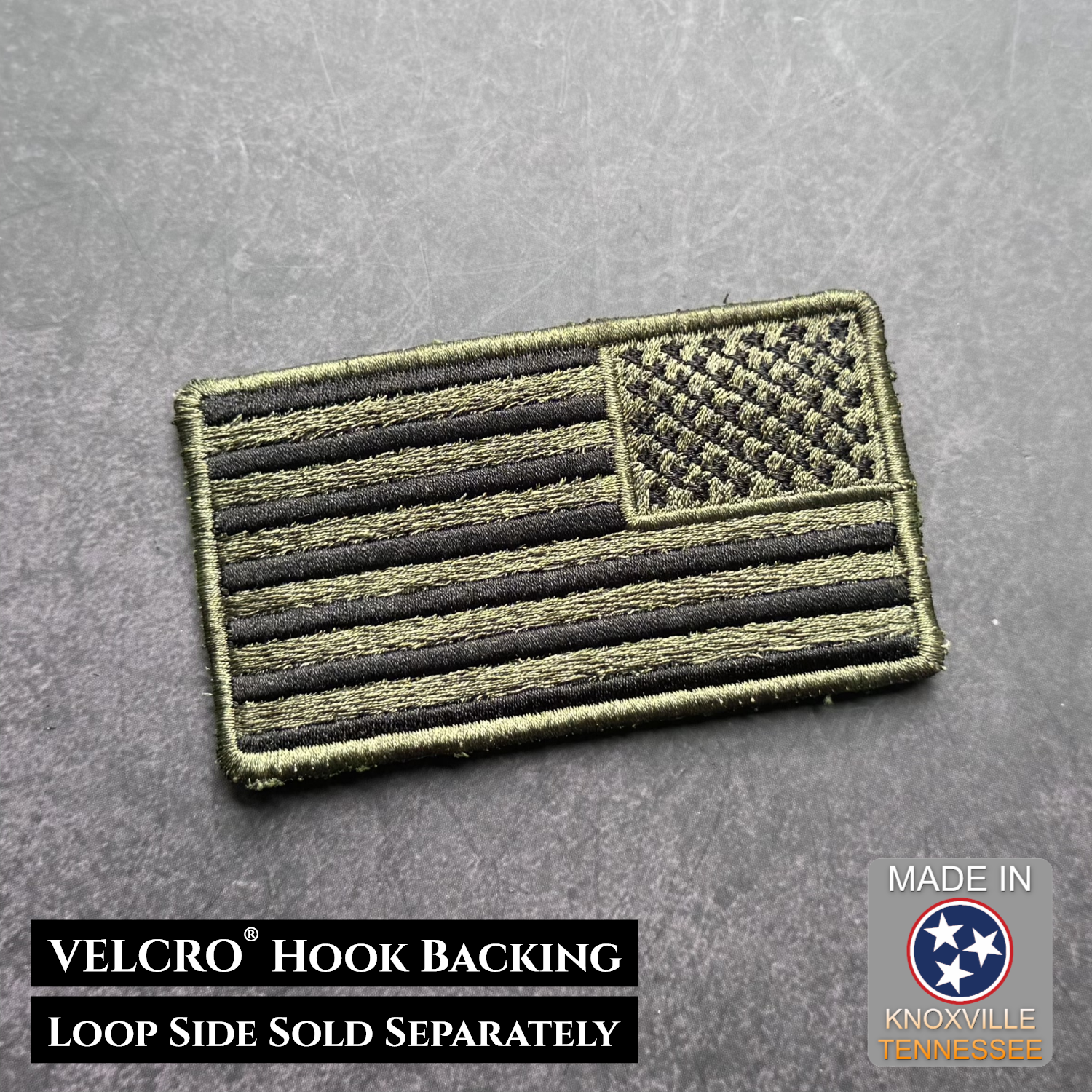 Olive OD Green Tactical American Flag Patch | Made in USA | VELCRO® Brand Hook Backing