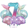 8pcs Mermaid Balloons set Shell Mermaid Foil Balloons 32inch Number Balloon 1-9 for Kids Girls 1-9th Birthday Party Decoration