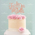 3pcs Feliz Cumpleanos Mama Cake Topper Pink Glitter Spanish Birthday Cake Decoration with Butterflies