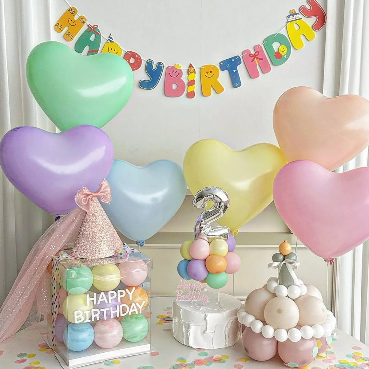 15pcs Heart-Shaped Balloons, Maka Color Pink/blue/latex Balloons Valentine's Day Birthday Wedding Anniversary Decoration