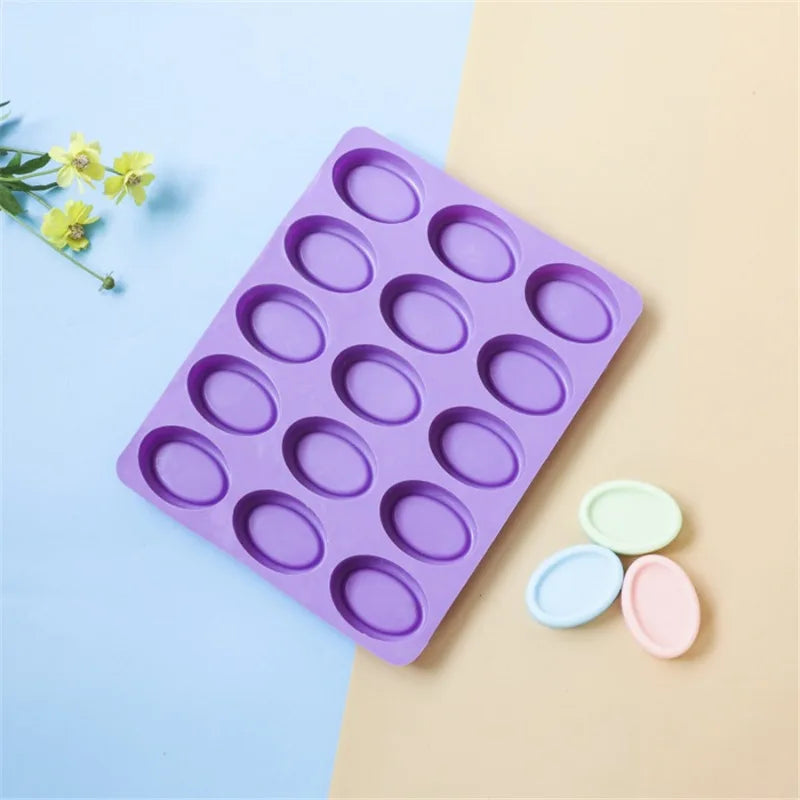 1pc Silicone Oval Soap Molds 15cups Handmade Candle Moulds Candy Pudding Baking Mold