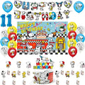 Happy Birthday Party Decorations Dog Banner Flag Foil Latex Balloons White Anime Supplies Baby Boy Girl Kids Cute Toy Gifts