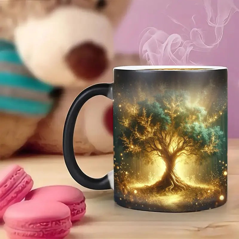 Tree of Life Color-Changing Mug | 11 oz Heat-Reveal Ceramic | Coffee, Tea & Gifts