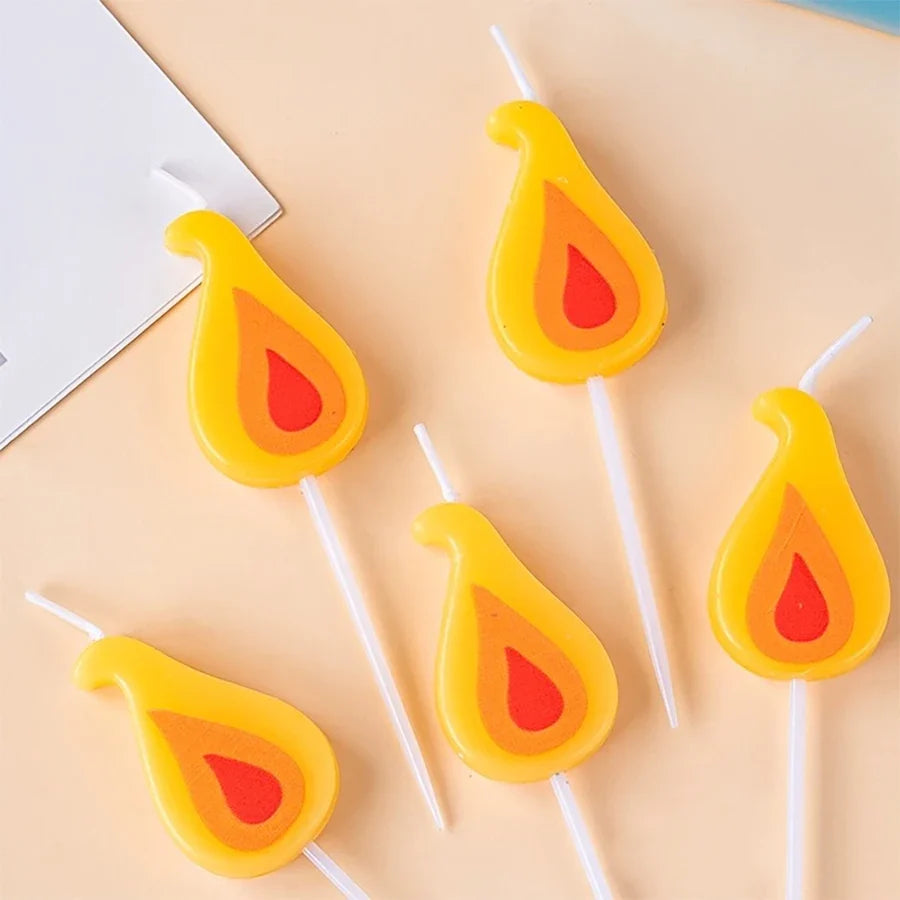 Yellow Flame Cake Candle Retro Cartoon Flame Candle Birthday Candle Internet Celebrity Christmas Decoration