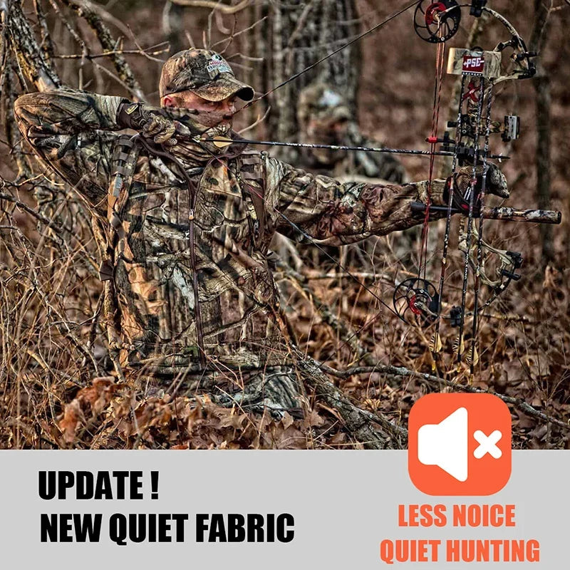 Silent Softshell Camouflage Hunting Jacket Men Waterproof Fleece Hooded Hunting Clothes Warm Outdoor Hiking Tactical Coat