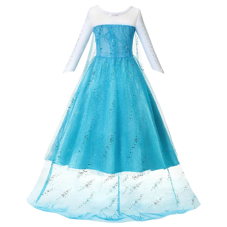 Summer Fancy Queen Elsa Anna Costume Girls Princess Dress Toddler Halloween Cosplay Party Vesidos For 2-10 Years