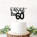 1pc 60th Birthday Cake Topper, Happy 60th Birthday Cake Decorations,Funny 60th Birthday Party Decorations Black Glitter