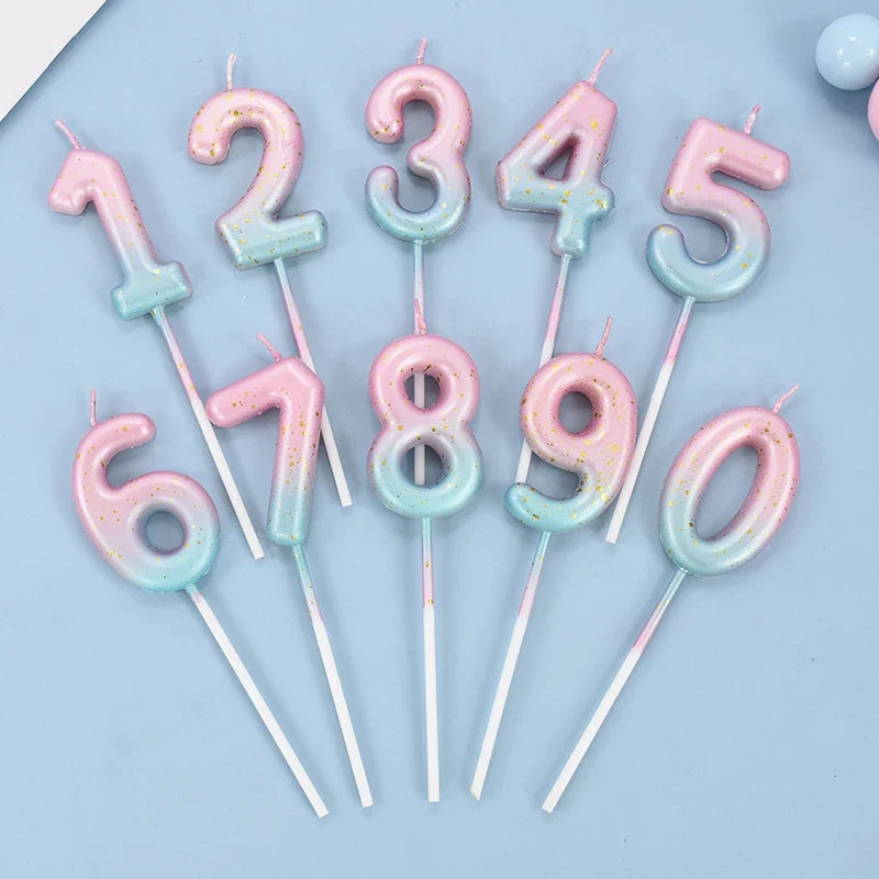 Gradient Cake Candles 0-9 Number Cake Topper Ins Birthday Cakes Toppers Birthdays Party Cupcake Decoration DIY Baking Supplies