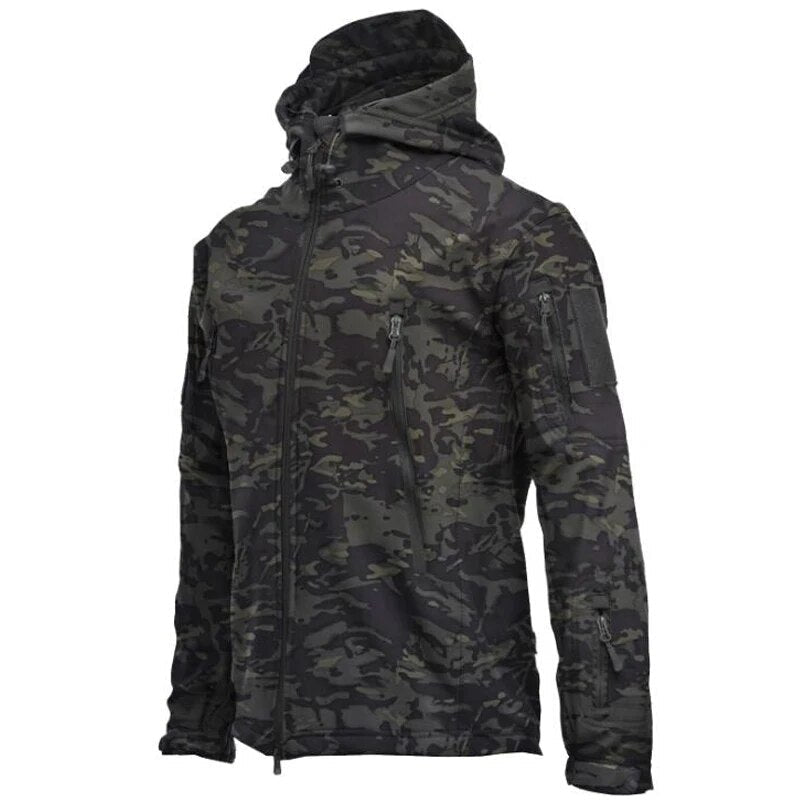 Men Military Tactical Hiking Jacket Outdoor Windproof Fleece Thermal Sport Waterproof Hunting Clothes Hooded Army Camo Outerwear