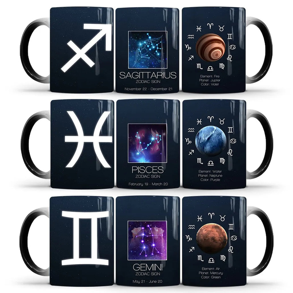 Creative Constellation Changing Color Cup Water Transfer magic Coffee Mug  friends birthday gift cup