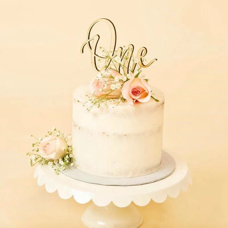 1pc One Cake Topper Birthday Wooden Cake Topper Wood One Happy Cake Decoration First Birthday Baby Shower Party Decorations