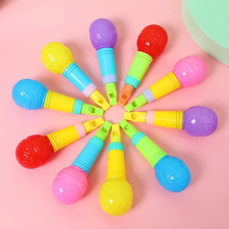 20Pcs Colorful Plastic Microphone Whistles Noise Maker Toy for Kids Birthday Party Favors Goodie Bag Pinata Filler School Reward
