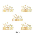 5pcs Happy Birthday Cake Toppers Mirror Acrylic Side Cake Decorations for Birthday Cake Decor Party Decorations