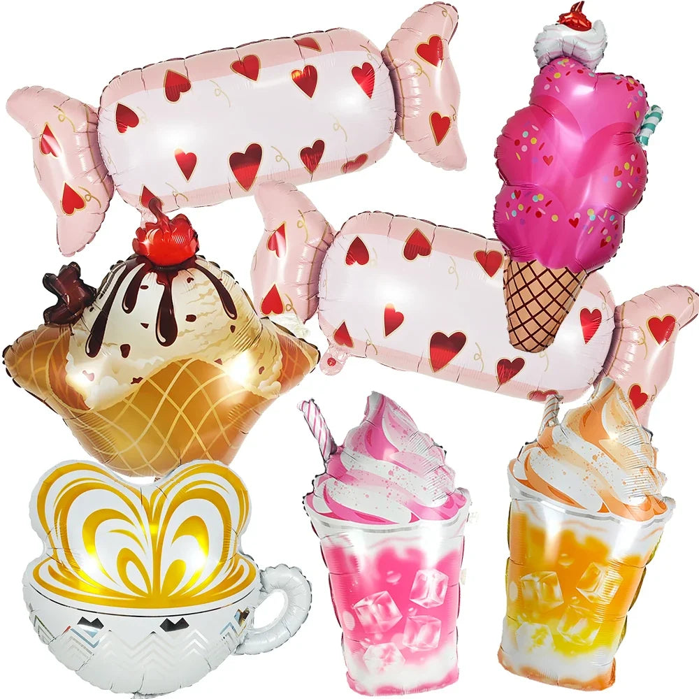 Ice Cream Balloons Sweet Candy Balloon Ice Cream Shaped Balloons for Summer Beach Birthday Baby Shower Party Decoration