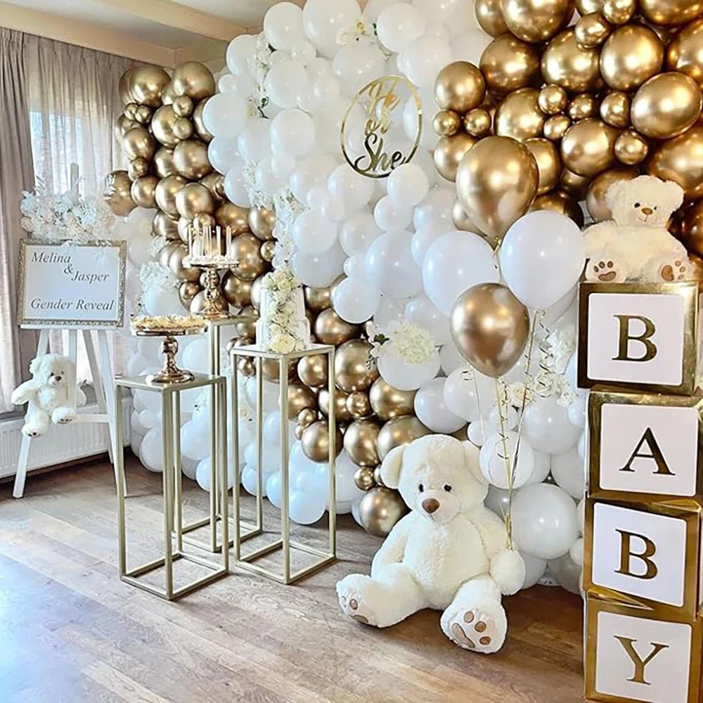 Metallic Gold White Balloons Garland 30th Birthday Party Decor Balloon Arch Kit Wedding Graduation Anniversary Decoration Globos