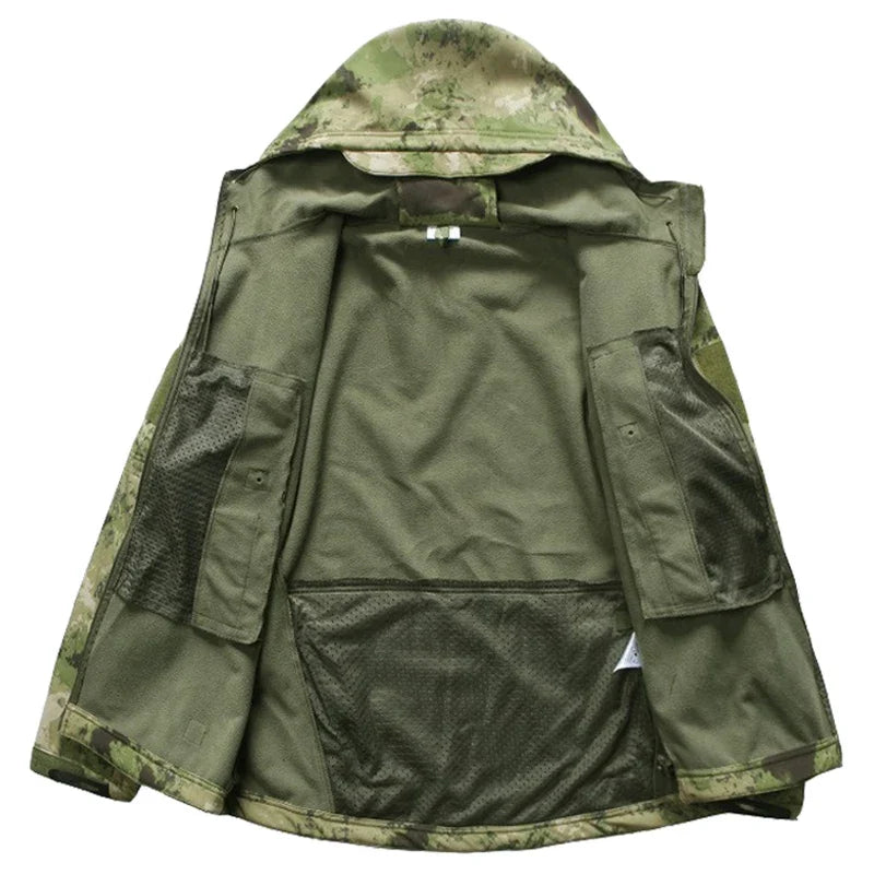 Lurker Soft Shell Camouflage Jacket Men Waterproof Hunting Clothing Warm Camo Tactical Jackets Outdoor Combat Hoodie Coat