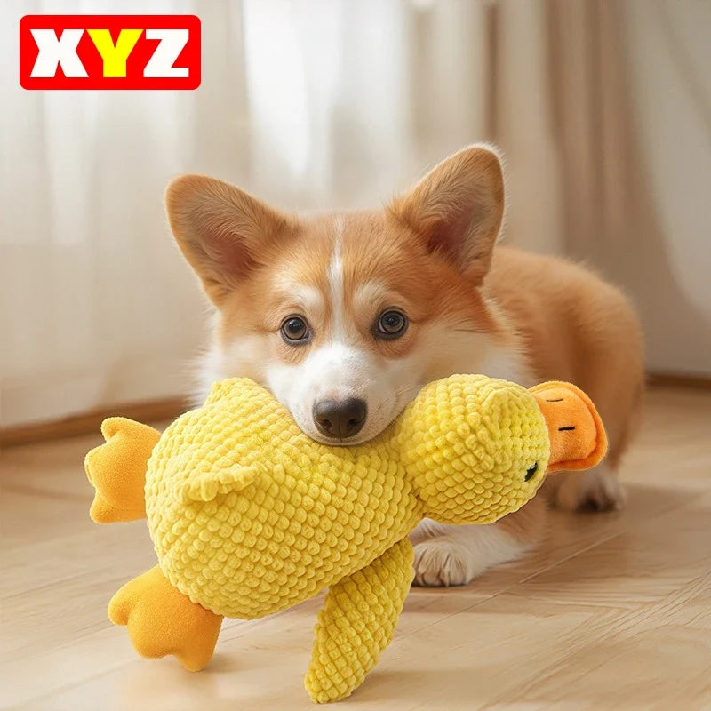Pet Plush Toy Dog Calming Duck Companion Sleeping Duck Toys Chew Toy Durable Squeaky for Puppy Pet Teeth Cleaning Chew Pet Toy