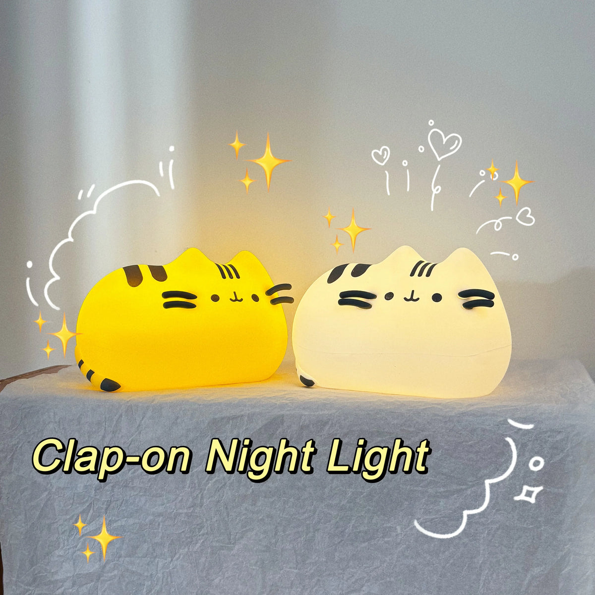Kawaii Pusheen Night Light Desk Accessories Reading Light Table Lamp Glow in The Dark Christmas Gift Party Favor