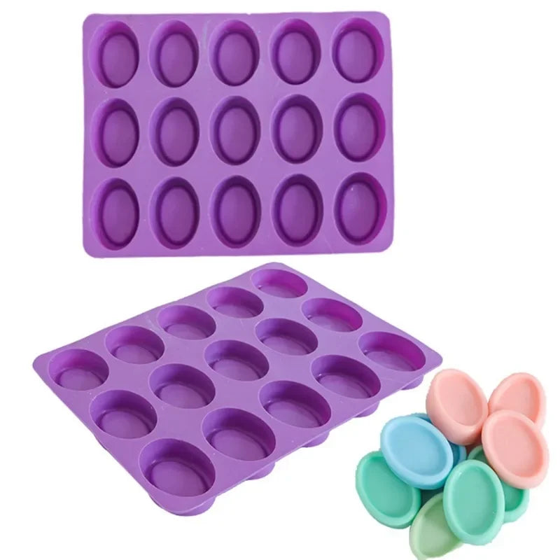 1pc Silicone Oval Soap Molds 15cups Handmade Candle Moulds Candy Pudding Baking Mold