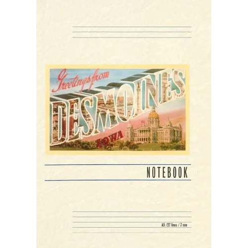 Vintage Lined Notebook Greetings from Des Moines - Paperback