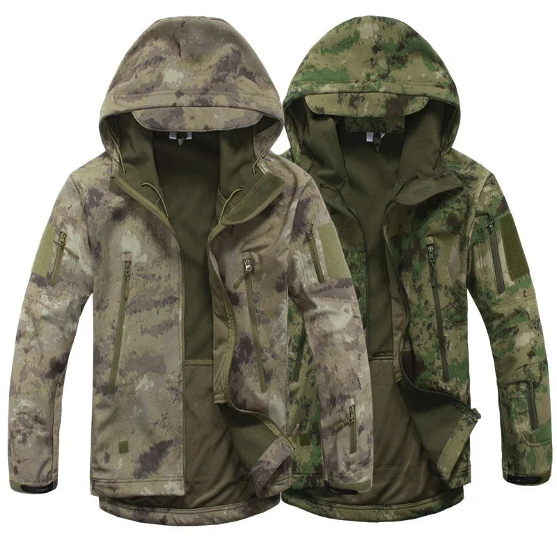 Lurker Soft Shell Camouflage Jacket Men Waterproof Hunting Clothing Warm Camo Tactical Jackets Outdoor Combat Hoodie Coat