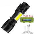 2000LM Ultra Bright P50 LED Flashlight Tactical EDC Emergency Spotlight Telescopic Zoom Handheld Torch with 14500/18650 Battery