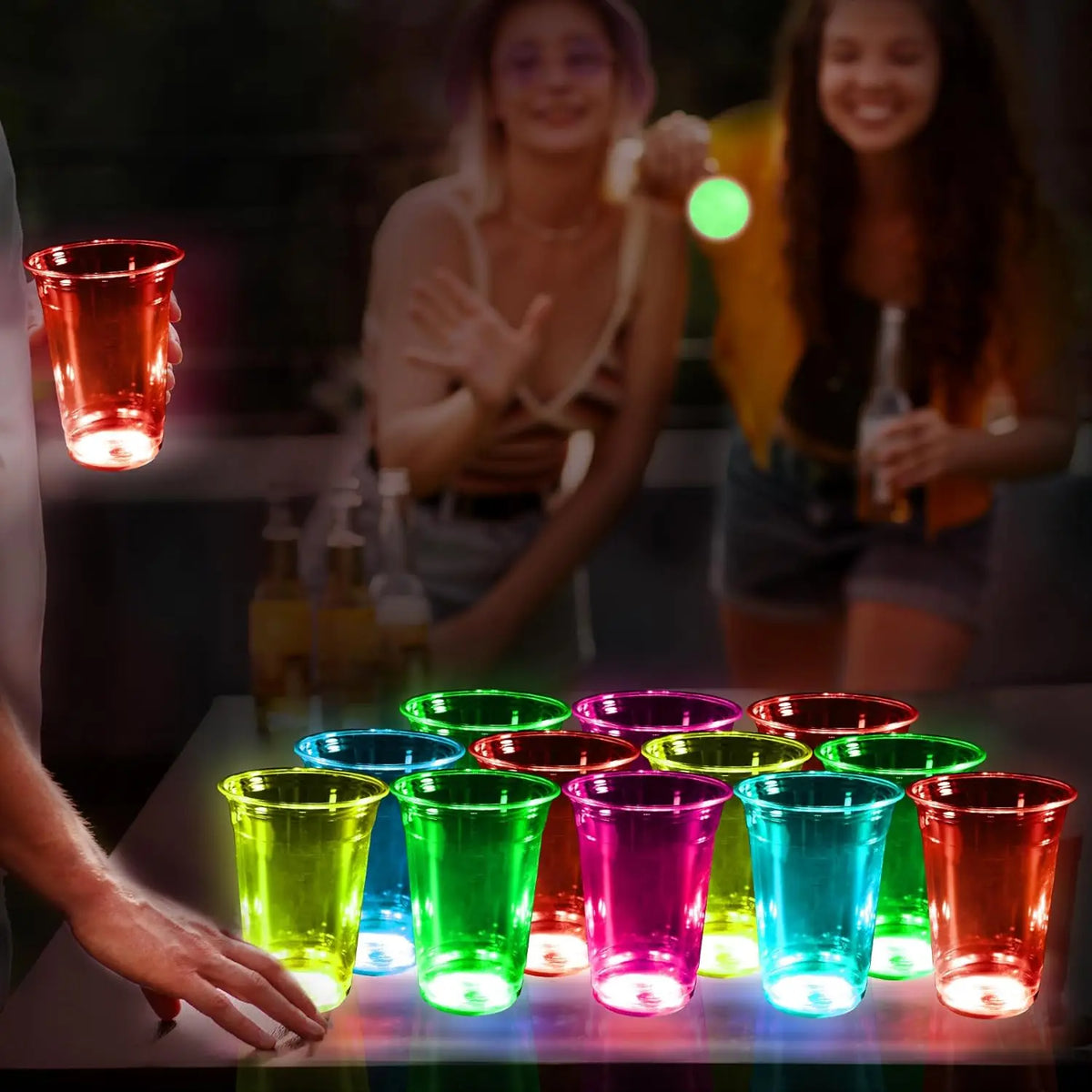 LED Party Pong Set | 50-Piece Cups, Lights & Balls Kit | Parties & Game Nights