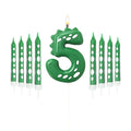 New Green Dinosaur Candle Point Pencil Candles Combination Set 0-9 Number Birthday Candles Party Anniversary Cake Decoration