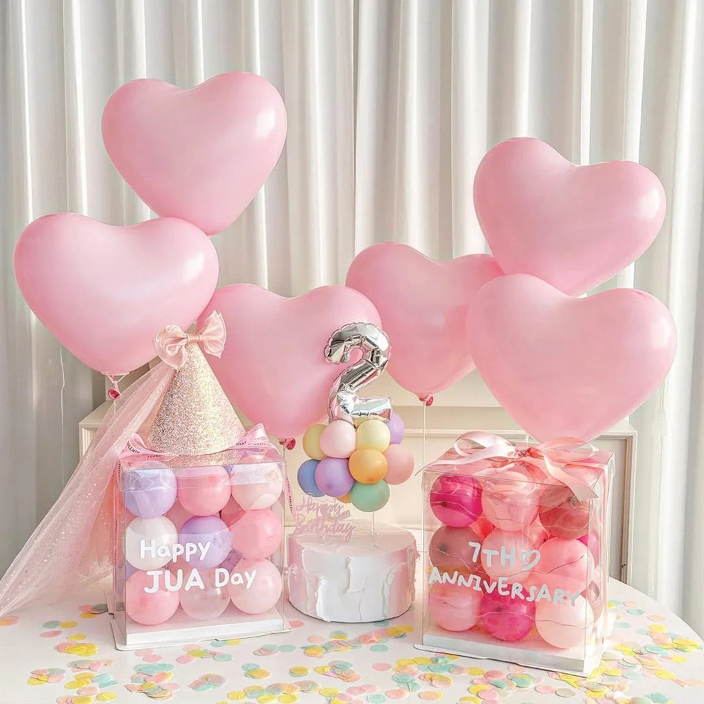 15pcs Heart-Shaped Balloons, Maka Color Pink/blue/latex Balloons Valentine's Day Birthday Wedding Anniversary Decoration