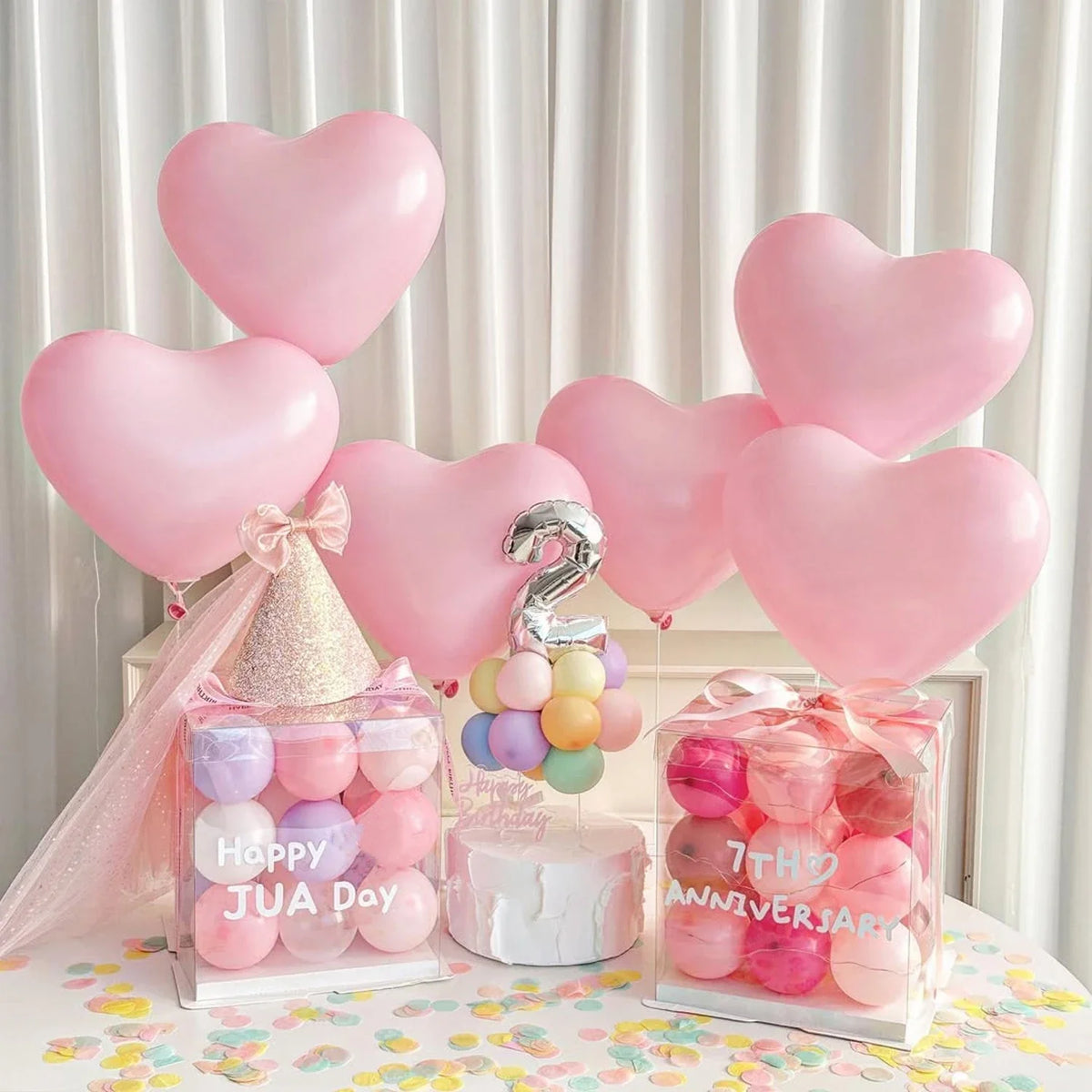 15pcs Heart-Shaped Balloons, Maka Color Pink/blue/latex Balloons Valentine's Day Birthday Wedding Anniversary Decoration