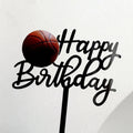 New Football Happy Birthday Cake Topper Decoration Basketball Tennis Rugby Acrylic Kids Party Gift Cake Toppers Baking Supplies