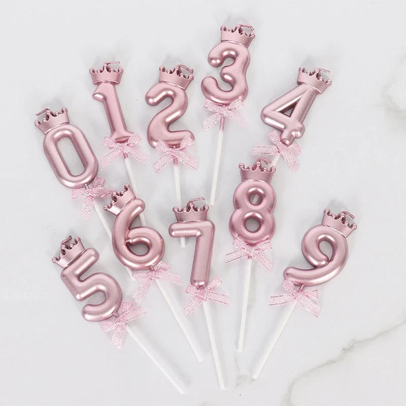3D Candle Pink Birthday Number Candle Girl Happy Birthday Cake Topper Baking Celebration Memorial Anniversary Party Decor