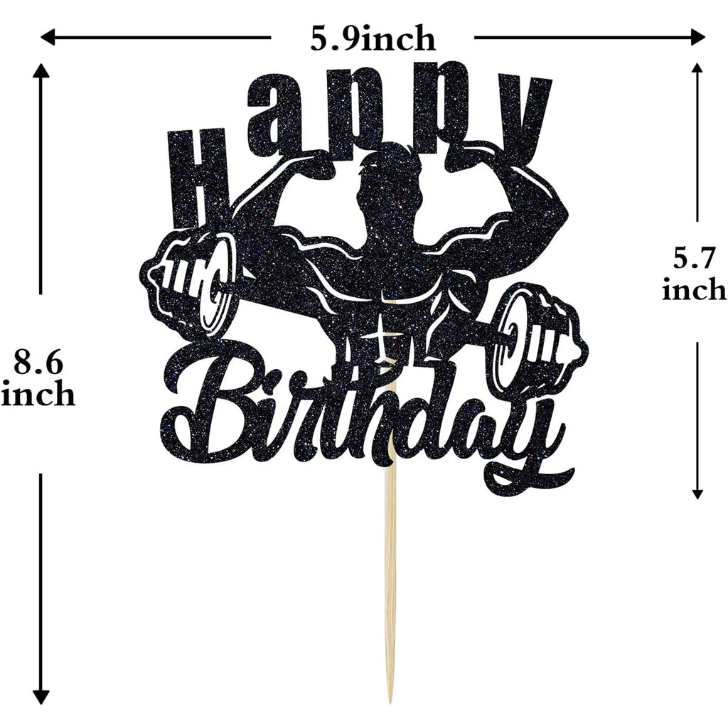 Muscular Man Cake Topper Happy Birthday Sports Fitness Themed Muscle Man Cupcake Topper Dessert Decoration Baking Supplies Diy