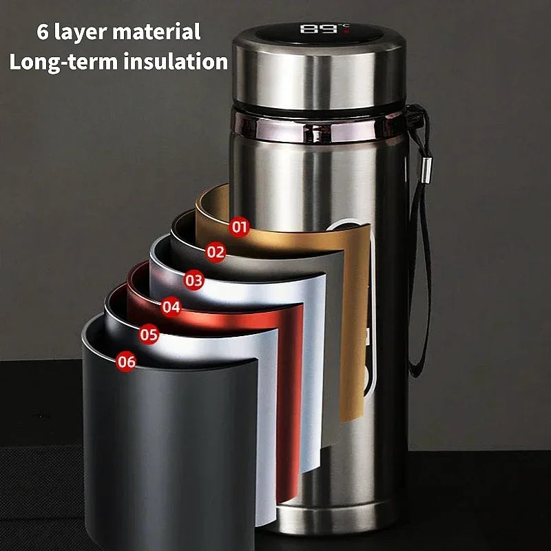 500ML-1Liter Stainless Steel Thermos Bottle with LED Temperature Display Sus304 Tea Water Bottle Vacuum Flask Portable Cups