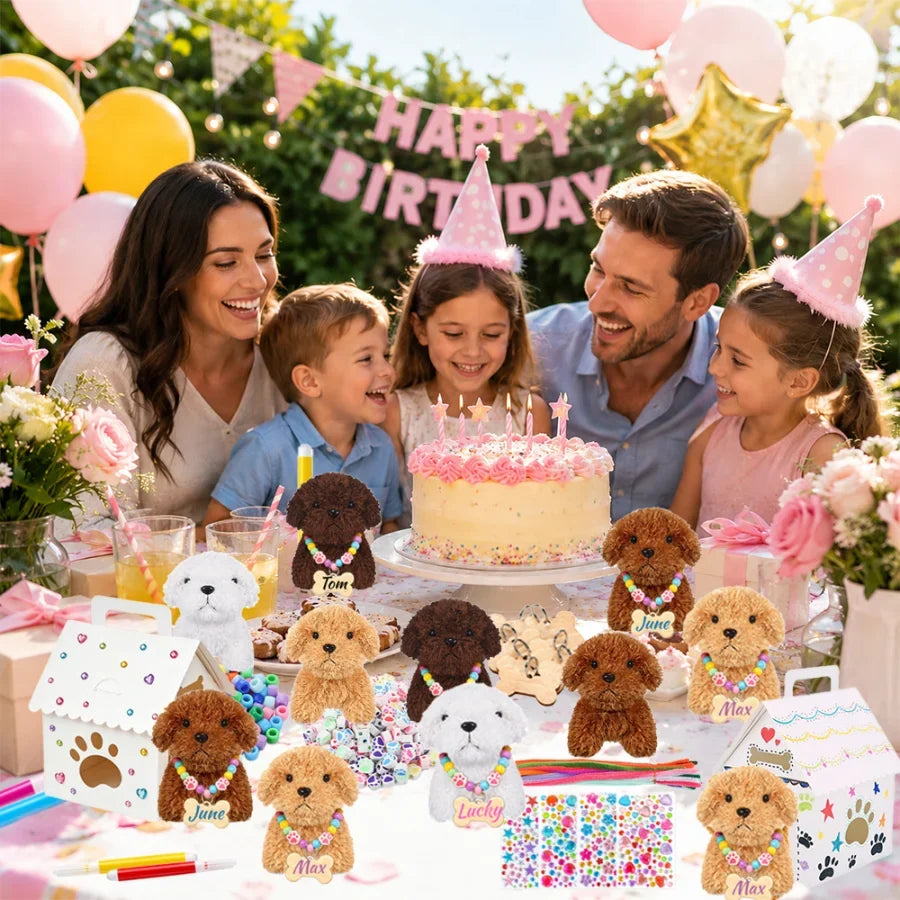 8-36Sets DIY Adopt A Puppy Party Favor Teddy Dog Stuffed Animal Bulk Adopt Me Plush Mini Animals for Dog Birthday Party Favors