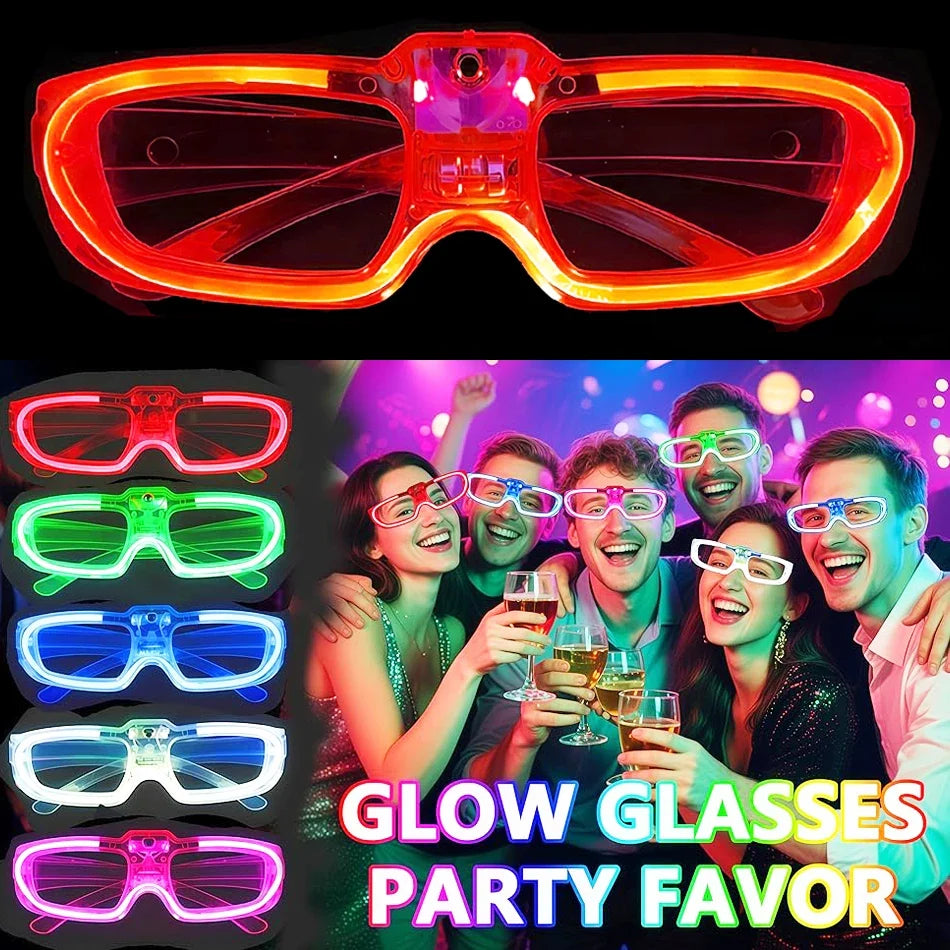 15/30 PCS LED Glow Glasses Multicolors Light Up Glasses Glow in the Dark Party Supplies Neon Party Favors for Wedding