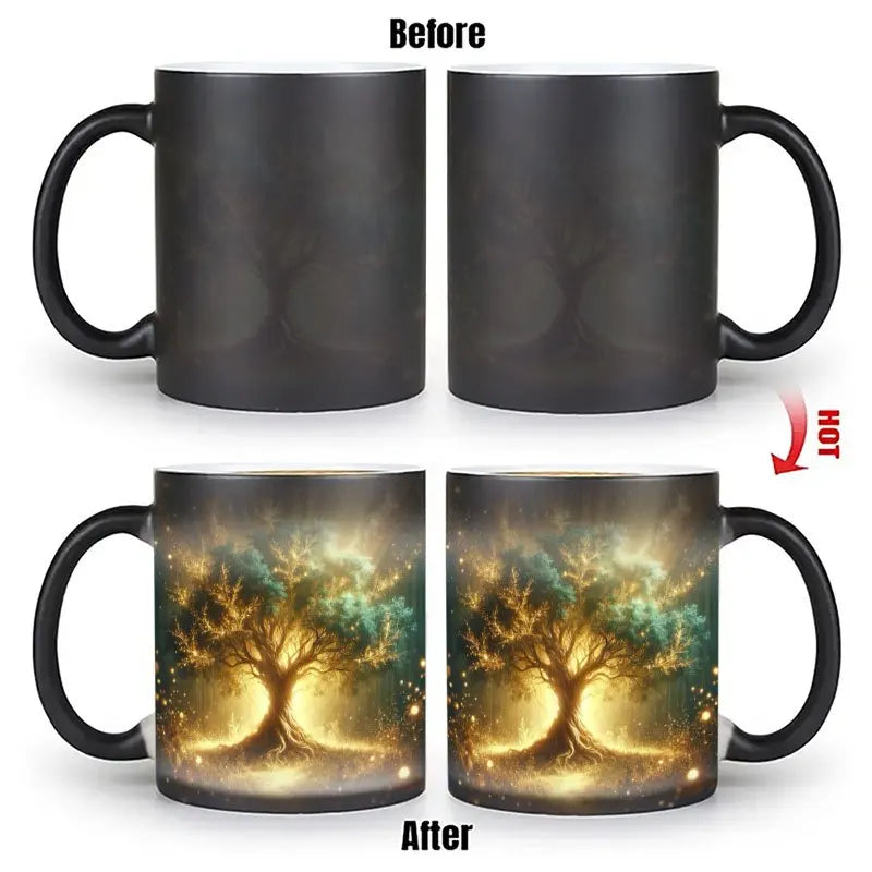 Tree of Life Color-Changing Mug | 11 oz Heat-Reveal Ceramic | Coffee, Tea & Gifts