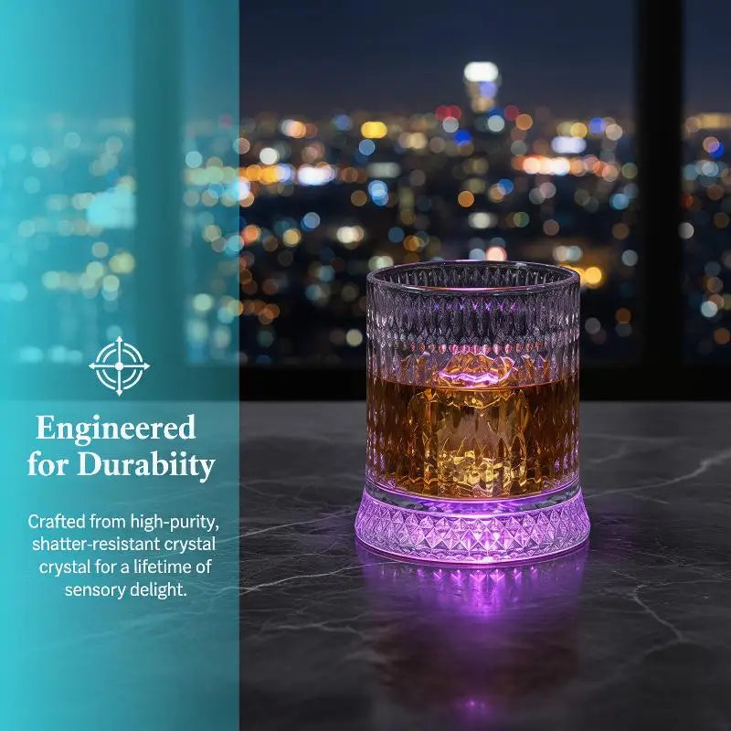 Rotating Glass Cup | 360° Base & Illuminated Cup Pad | Home Drinkware & Parties