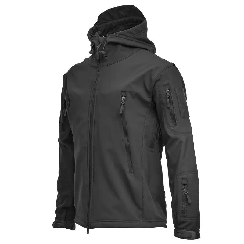 Men Military Tactical Hiking Jacket Outdoor Windproof Fleece Thermal Sport Waterproof Hunting Clothes Hooded Army Camo Outerwear